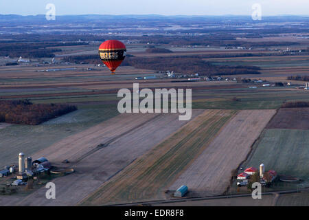 A hot balloon ride over Bellechasse near Québec city Stock Photo