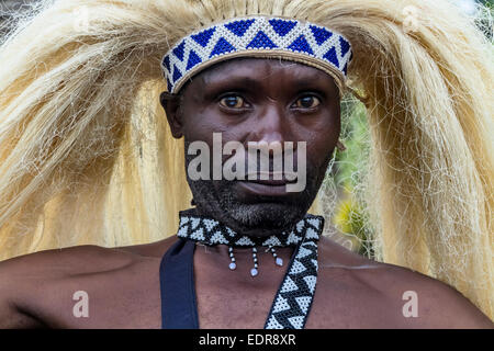 MUSANZE, RWANDA - NOVEMBER 5: Tribal Dancer of the Batwa Tribe Perform Traditional Intore Dance to Celebrate the Birth of an End Stock Photo