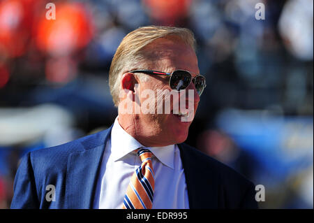 December 14, 2014 Denver Broncos General Manager & Executive Vice President of Football Operations John Elway before the NFL Football game between the Denver Broncos and the San Diego Chargers at the Qualcomm Stadium in San Diego, California.Charles Baus/CSM Stock Photo