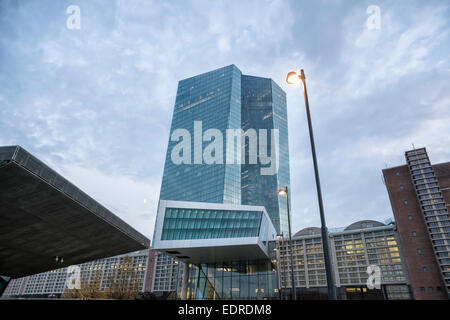 Tower of the new European Central Bank. Headquarters of the ECB, Frankfurt, Germany. Stock Photo