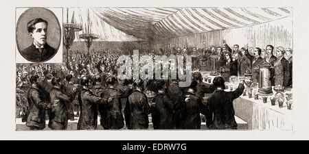 THE COMING OF AGE OF THE DUKE OF NEWCASTLE: FESTIVITIES AT CLUMBER, NEAR WORKSOP, NOTTINGHAM, UK, 1886: THE BANQUET Stock Photo