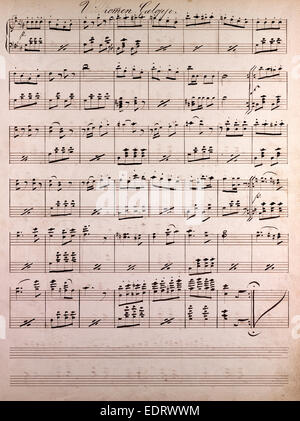 Handwritten sheet music, music notes, 19th century. galopp Stock Photo