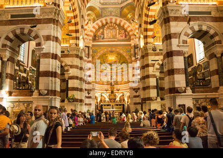 Interior view of pilgrimage church Notre Dame de la Garde in Marseille, Bouches du Rhone, PACA, France. Stock Photo