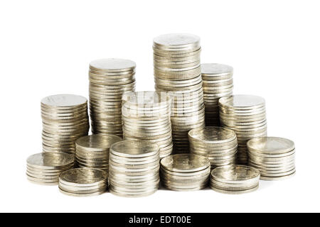 group of thai coins at on white background(isolated) Stock Photo