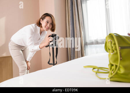 Online seller taking pictures of products Stock Photo