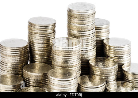 close up of thai coins on white background(isolated) Stock Photo