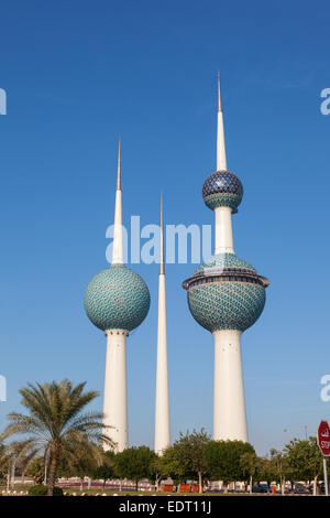 The Kuwait Towers - the best known landmark of Kuwait City Stock Photo