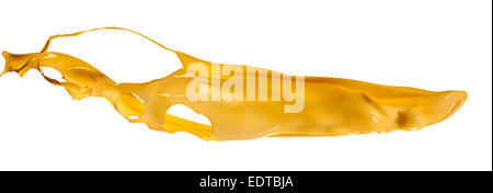 splashes of yellow paint isolated on white background Stock Photo
