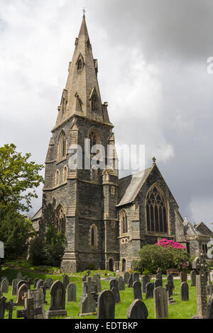 The Lake District church of St Mary's Church of England, Ambleside, Cumbria. The early gothic style church dates from 1854. Stock Photo
