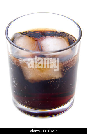 Glass of cola with ice on white background Stock Photo