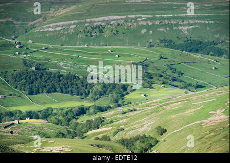 Looking down Swaledale from the Buttertubs Pass, North Yorkshire, UK. Stock Photo