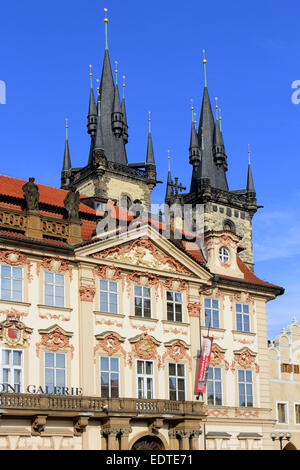 Tschechische Republik, Prag, Palais Goltz-Kinsky am Altstädter Ring,Czech Republic, Prague, Goltz-Kinsky Palace on Old Town Squa Stock Photo