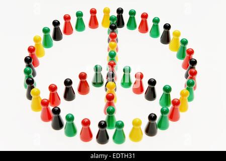 Figures form a peace symbol, Germany, city of Osterode, 9. January 2015. Photo: Frank May Stock Photo