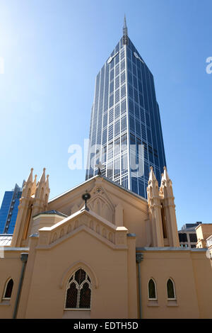 St Francis’ Church and The Melbourne Central Office Tower in Melbourne, Australia Stock Photo