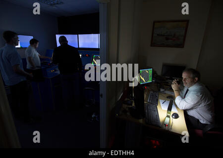 A training simulator in the offices of Liverpool Pilot Services Ltd in Birkenhead, Wirral. Stock Photo