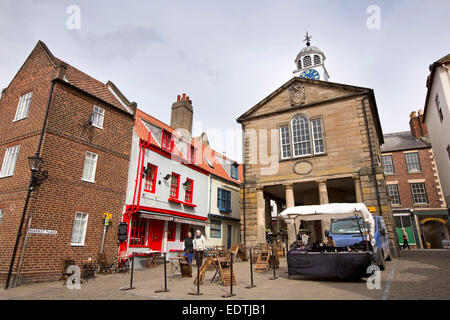 UK, England, Yorkshire, Whitby, Town Hall and New Market Place Stock Photo