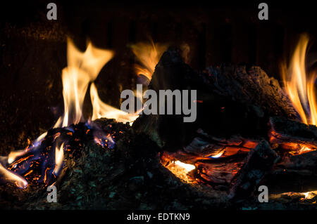Burning fire in a fireplace Stock Photo