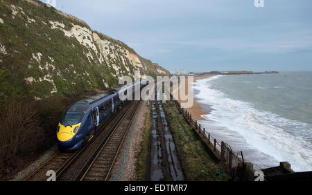 alamy 9th train january london hitachi bullet travels coast along near