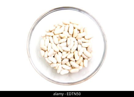 White beans in bowl on white background Stock Photo