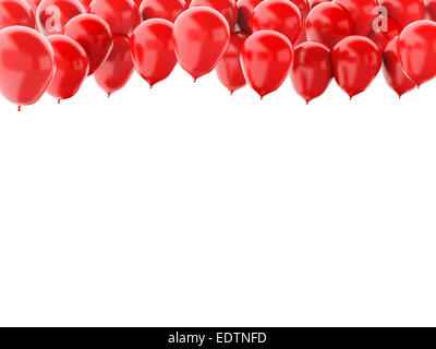 3d renderer illustration. Red balloons  isolated on white background Stock Photo