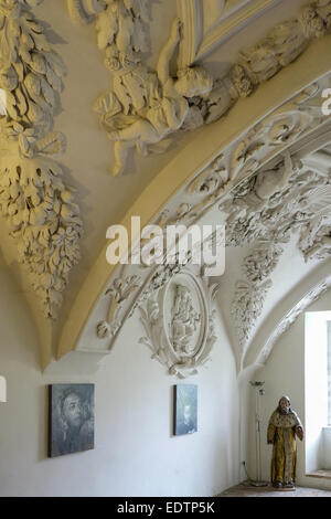Gewölbe mit Fresken und Deckengemälde im Kloster Benediktbeuern, Oberbayern, Bayern, Deutschland,Vault with frescoes and ceiling Stock Photo