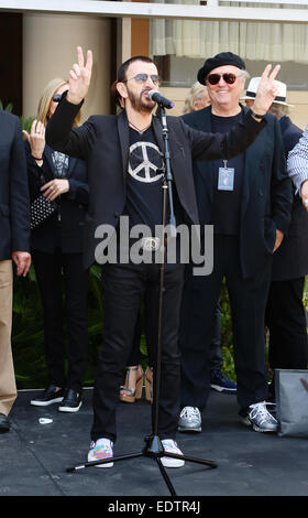 Ringo Starr, while celebrating his 74th birthday, announces that he will be the face of designer John Varvatos Peace & Love Fund  Featuring: Ringo Starr Where: Hollywood, California, United States When: 07 Jul 2014 Stock Photo