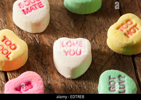 Colorful Candy Conversation Hearts for Valentine's Day Stock Photo