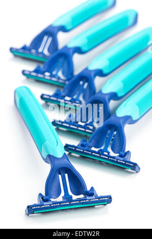 Disposable shaving razors isolated on white Stock Photo