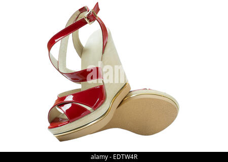 A pair of red women's sandals Stock Photo