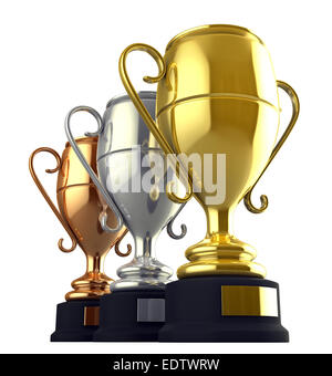 3d render of champion cups isolated over white background