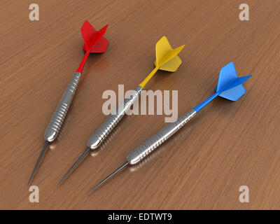 3d render of darts over table background Stock Photo