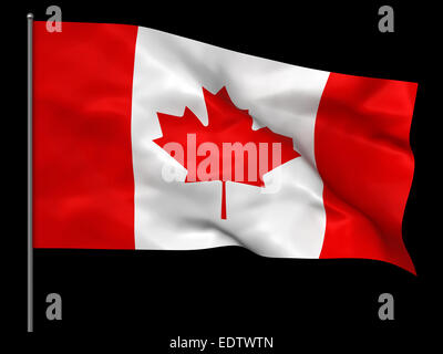 Waving Canadian flag isolated over black background Stock Photo