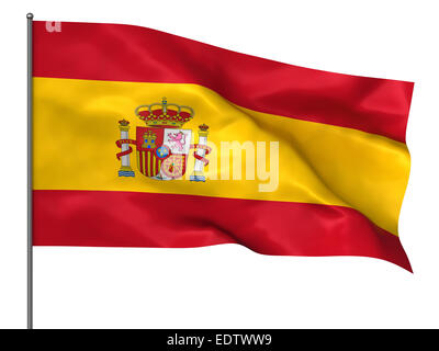 Waving Spanish flag isolated over white background Stock Photo