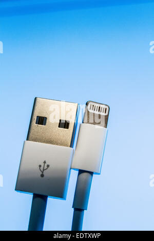 The Lightning to USB-A adapter used on the latest Apple Products Stock Photo