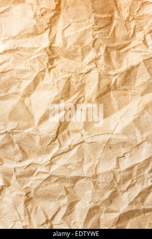 The texture of old brown crumpled paper Stock Photo