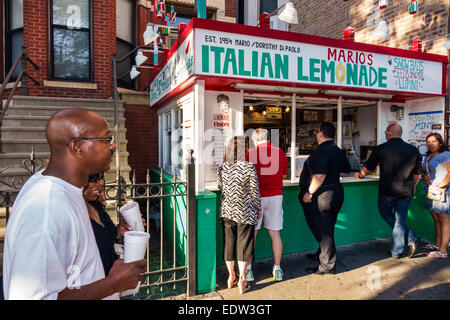 Chicago Illinois,Little Italy,West Taylor Street,Mario's Italian Lemonade,stand,customers,line,queue,Black Blacks African Africans ethnic minority,adu Stock Photo