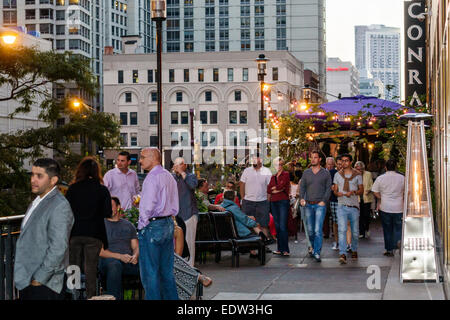 Chicago Illinois,North River water,Michigan Avenue,Magnificent Mile,The Purple Pig,restaurant restaurants food dining eating out cafe cafes bistro,ent Stock Photo