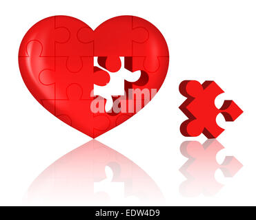 illustration of jigsaw puzzle heart on white background Stock Photo