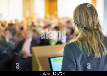 Speaker at Business Conference and Presentation. Stock Photo