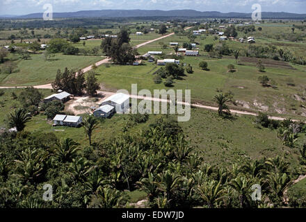 Spanish Lookout farms in Mennonite settlement from the air, Belize, Central America, June 1985 Stock Photo