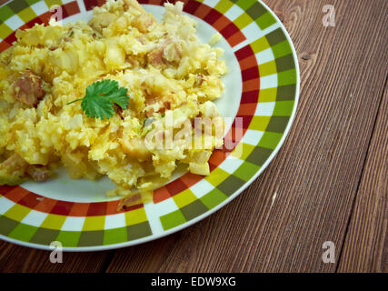 Fish and brewis - traditional Newfoundland meal consisting of codfish Stock Photo