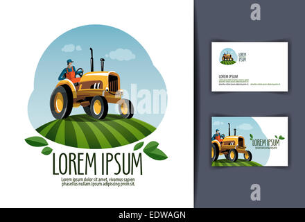 tractor vector logo design template. harvest or farm icon. Stock Photo