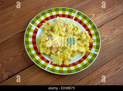 Fish and brewis - traditional Newfoundland meal consisting of codfish Stock Photo