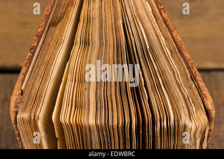 Detail of pages of an old book - close up shot Stock Photo