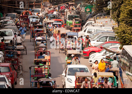 chaotic traffic in Delhi, India, Asia Stock Photo