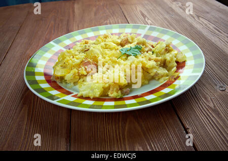 Fish and brewis - traditional Newfoundland meal consisting of codfish Stock Photo