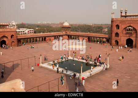 Courtyard of the Friday Mosque Jama Masjid, Delhi, India, Stock Photo