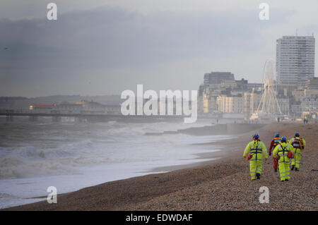 Brighton, East Sussex, UK. 10th January, 2015. 14:30 in the afternoon as Coastguard search continues along the coast for two young men.This picture taken at 14:30 in the afternoon over 12hours since the search started Stock Photo
