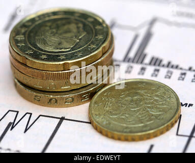 Currencies on financial graph on paper Stock Photo