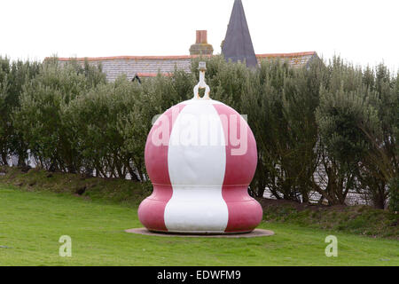 Large buoy for container ship at Lizard Point, Cornwall, England Stock Photo